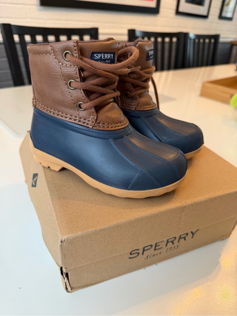 Sperry Kids Navy, Brown & Tan Duck Boots